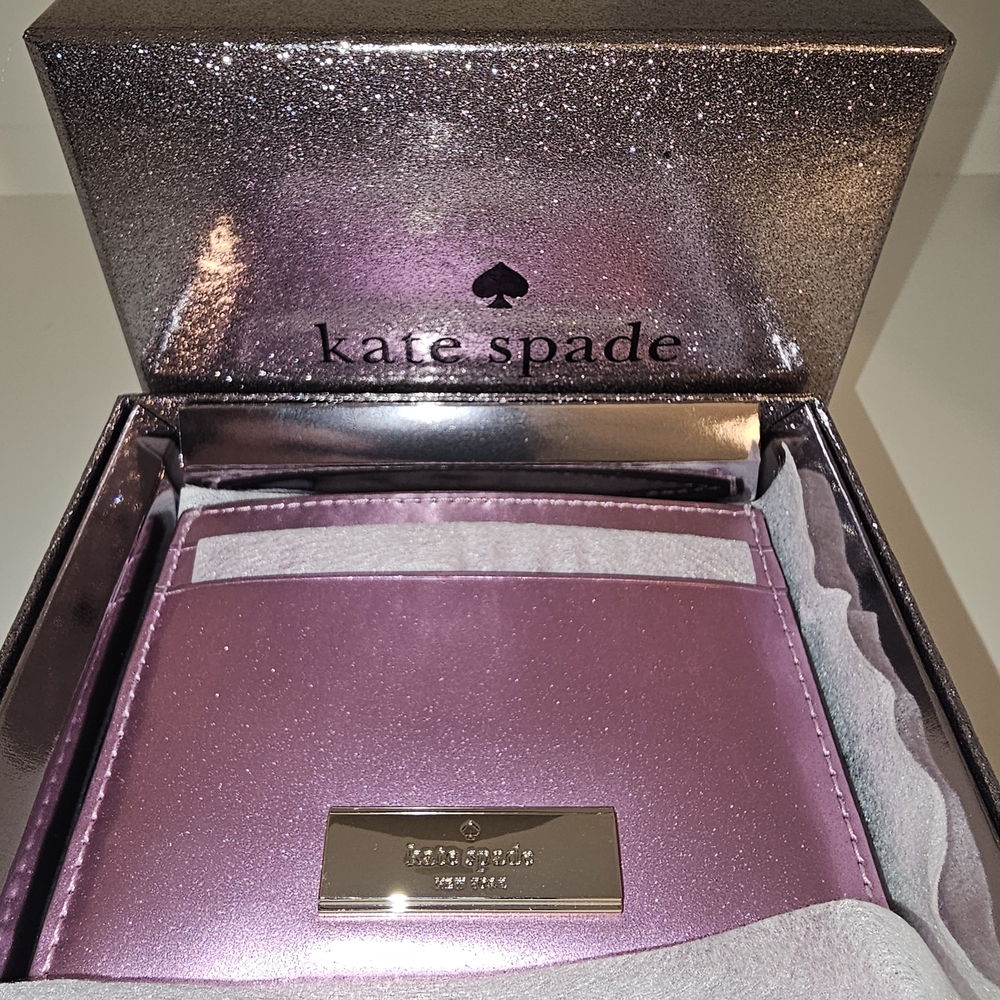 Kate Spade Pink Patent Fabric Cardholder NIB